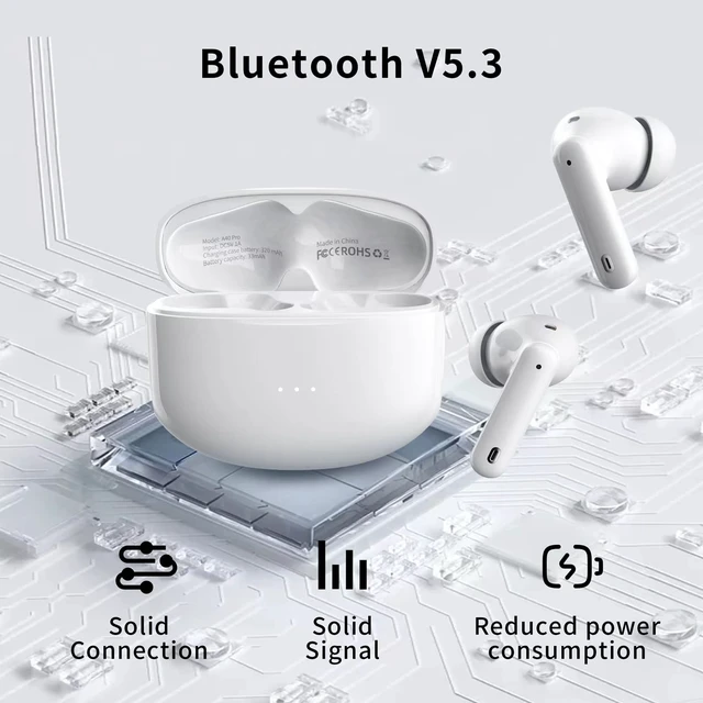 Alt view image 3 of 7 - XIAOWTEK A40 Pro Wireless Earbuds, 50Hrs Playtime Bluetooth Earbuds Built in Noise Cancellation Mic with Charging Case, Bluetooth Headphones with Stereo Sound, IPX7 Waterproof Ear Buds for Phone