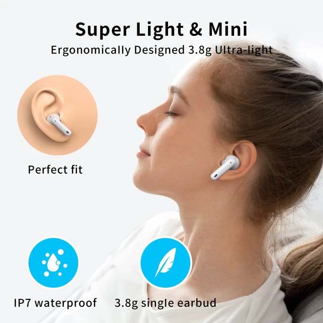 Alt view image 4 of 7 - XIAOWTEK A40 Pro Wireless Earbuds, 50Hrs Playtime Bluetooth Earbuds Built in Noise Cancellation Mic with Charging Case, Bluetooth Headphones with Stereo Sound, IPX7 Waterproof Ear Buds for Phone