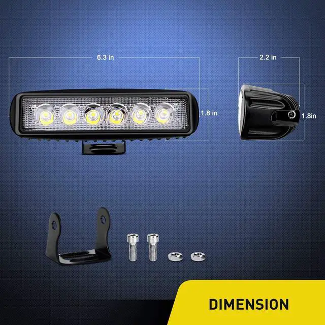 Alt view image 2 of 7 - 2Pcs 18w Spot LED Work Lights LED Pods Fog Lights Off Road Led Lights Driving Lights with16AWG Off Road Wiring Harness Kit-2 Leads