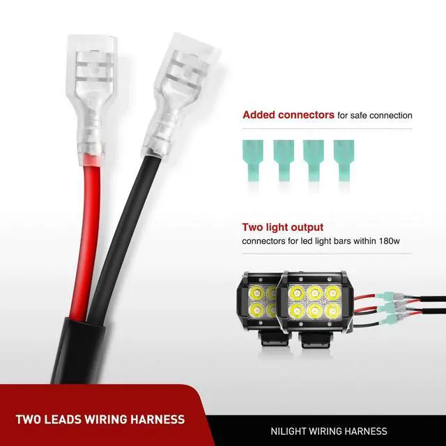 Alt view image 4 of 7 - 2Pcs 18w Spot LED Work Lights LED Pods Fog Lights Off Road Led Lights Driving Lights with16AWG Off Road Wiring Harness Kit-2 Leads
