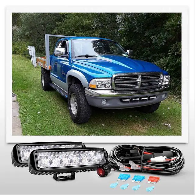 Alt view image 6 of 7 - 2Pcs 18w Spot LED Work Lights LED Pods Fog Lights Off Road Led Lights Driving Lights with16AWG Off Road Wiring Harness Kit-2 Leads