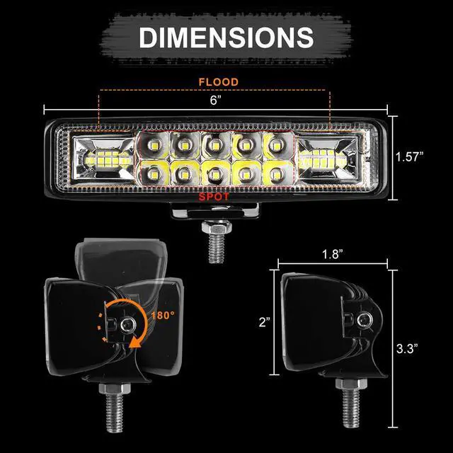 Alt view image 2 of 6 - 6 Inch Led Pods Light Bar - Slim 60W 10000Lm 12V/24V Driving Fog Light Waterproof Combo Flood Spot Lights for Trucks Off Road ATV UTV Golf Cart Trailer 2 Pack