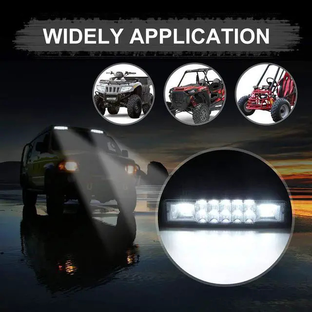 Alt view image 3 of 6 - 6 Inch Led Pods Light Bar - Slim 60W 10000Lm 12V/24V Driving Fog Light Waterproof Combo Flood Spot Lights for Trucks Off Road ATV UTV Golf Cart Trailer 2 Pack