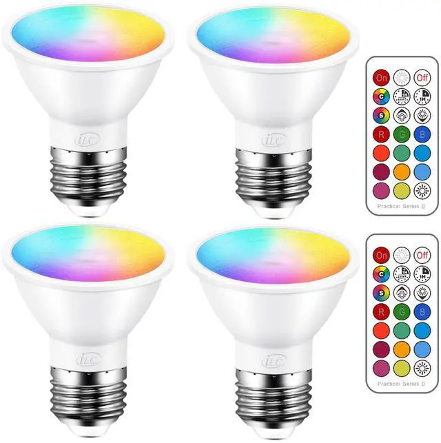Main image of Par16 LED Light Bulbs 40 Watt Equivalent Color Changing E26 Screw 45°, 12 Colors Dimmable Warm White 2700K RGB LED Spot Light Bulb with 5W Remote Control,(Pack of 4)