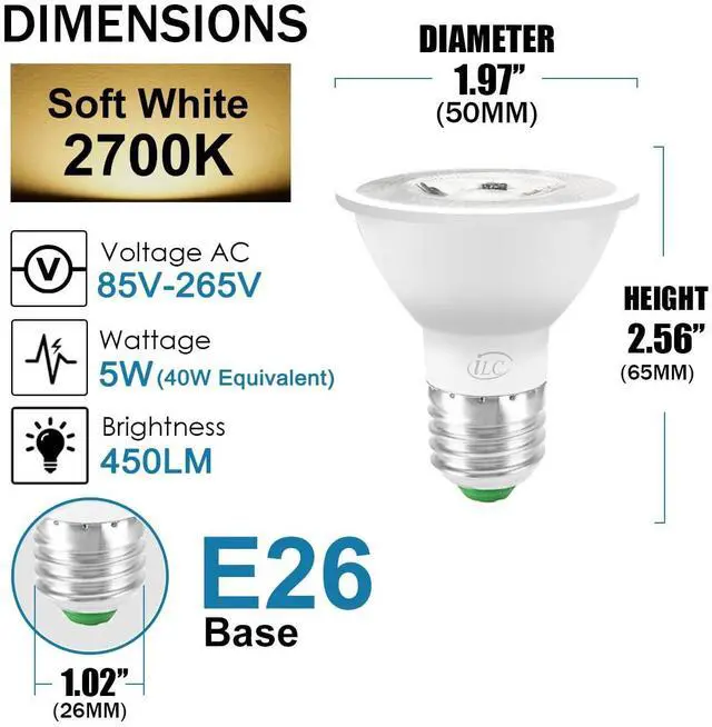 Alt view image 3 of 6 - Par16 LED Light Bulbs 40 Watt Equivalent Color Changing E26 Screw 45°, 12 Colors Dimmable Warm White 2700K RGB LED Spot Light Bulb with 5W Remote Control,(Pack of 4)