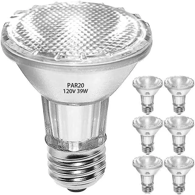 Main image of PAR20 Flood 39W 120V Halogen Light Bulbs 6 Pcs, PAR20 39W ECO Halogen Bulb Warm White 2700K, Dmimable Par20 E26 Halogen Bulb 1755 Lumens Reflector for Track Lighting & Hood Range Light Bulbs