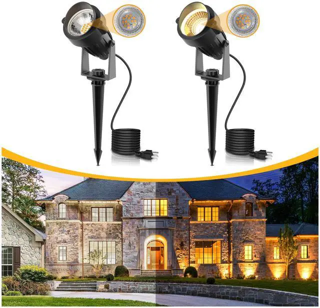Main image of LED 5W Dusk to Dawn Outdoor Lighting, Auto On/Off 3000K Landscape Outdoor Spotlight, IP66 Waterproof Plug in Spot Lights for Yard, Garden, House, Pathway, Plant, UL Listed (2 Pack)