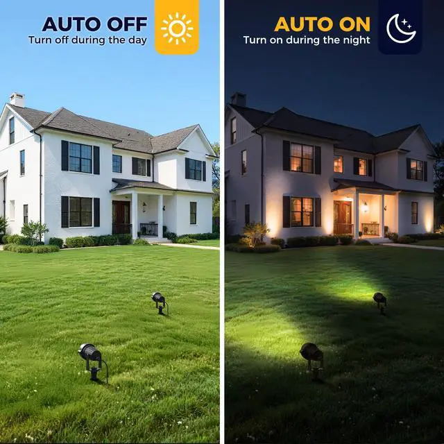 Alt view image 2 of 7 - LED 5W Dusk to Dawn Outdoor Lighting, Auto On/Off 3000K Landscape Outdoor Spotlight, IP66 Waterproof Plug in Spot Lights for Yard, Garden, House, Pathway, Plant, UL Listed (2 Pack)
