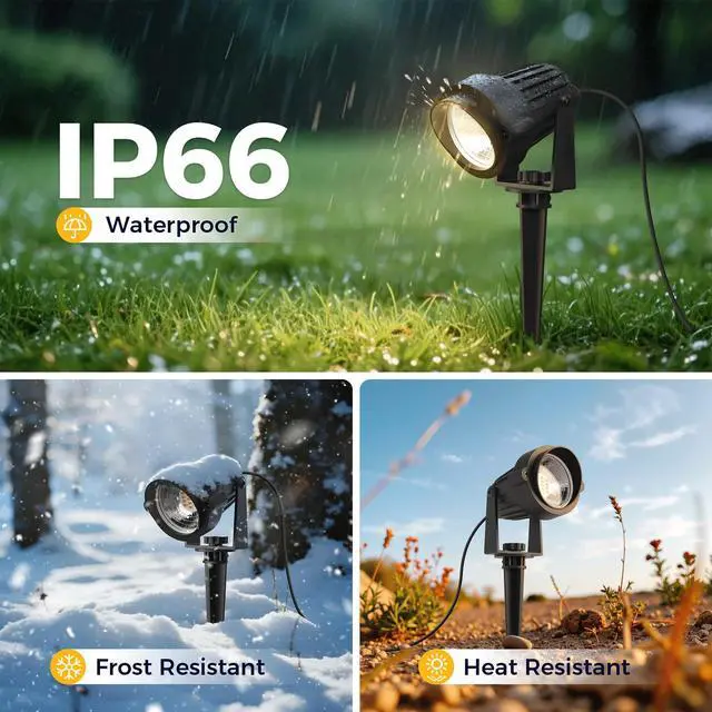 Alt view image 3 of 7 - LED 5W Dusk to Dawn Outdoor Lighting, Auto On/Off 3000K Landscape Outdoor Spotlight, IP66 Waterproof Plug in Spot Lights for Yard, Garden, House, Pathway, Plant, UL Listed (2 Pack)