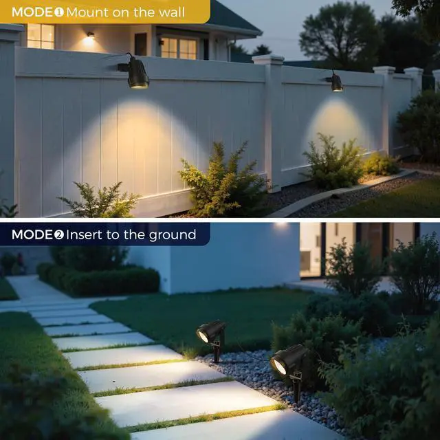 Alt view image 5 of 7 - LED 5W Dusk to Dawn Outdoor Lighting, Auto On/Off 3000K Landscape Outdoor Spotlight, IP66 Waterproof Plug in Spot Lights for Yard, Garden, House, Pathway, Plant, UL Listed (2 Pack)