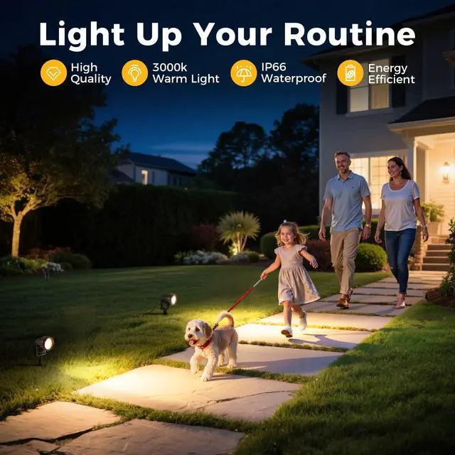 Alt view image 6 of 7 - LED 5W Dusk to Dawn Outdoor Lighting, Auto On/Off 3000K Landscape Outdoor Spotlight, IP66 Waterproof Plug in Spot Lights for Yard, Garden, House, Pathway, Plant, UL Listed (2 Pack)