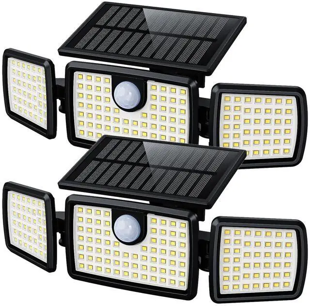 Main image of Solar Flood Lights Outdoor, 2500LM Motion Sensor Security Lights with 270° Wide Angle, IP65 Waterproof, 3 Heads Solar Outdoor Lights for Patio, Yard, House, Garage (Non-Remote, 2 Pack)