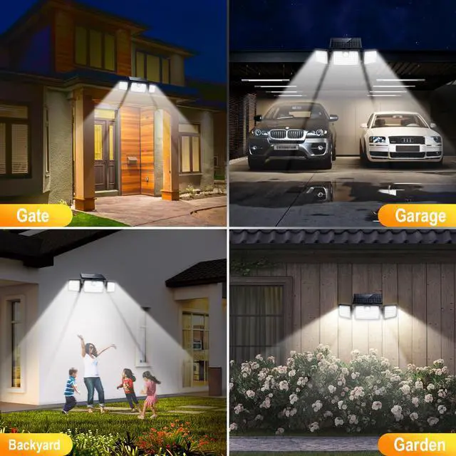 Alt view image 7 of 7 - Solar Flood Lights Outdoor, 2500LM Motion Sensor Security Lights with 270° Wide Angle, IP65 Waterproof, 3 Heads Solar Outdoor Lights for Patio, Yard, House, Garage (Non-Remote, 2 Pack)