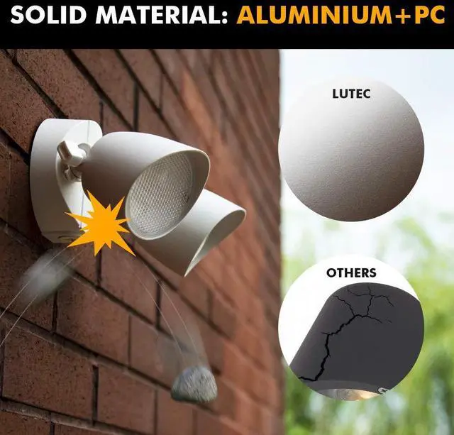 Alt view image 4 of 7 - 6222W 3500 Lumen 32 Watt 28 LED Dual-Head Floodlight Outdoor, Full Metal Design, Waterproof Exterior Security Wall Light for Patio, Garden, Yard-White