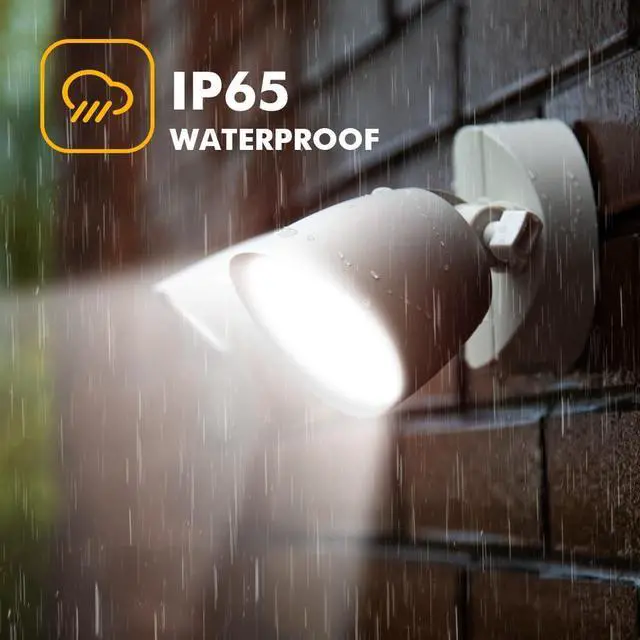 Alt view image 5 of 7 - 6222W 3500 Lumen 32 Watt 28 LED Dual-Head Floodlight Outdoor, Full Metal Design, Waterproof Exterior Security Wall Light for Patio, Garden, Yard-White