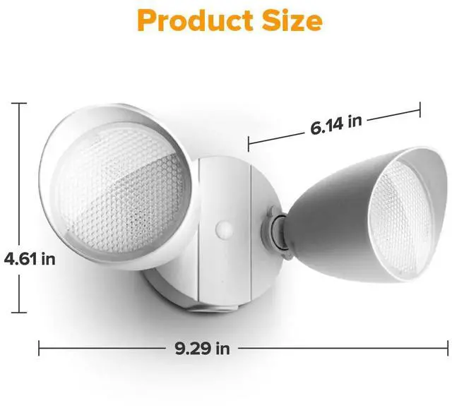 Alt view image 7 of 7 - 6222W 3500 Lumen 32 Watt 28 LED Dual-Head Floodlight Outdoor, Full Metal Design, Waterproof Exterior Security Wall Light for Patio, Garden, Yard-White