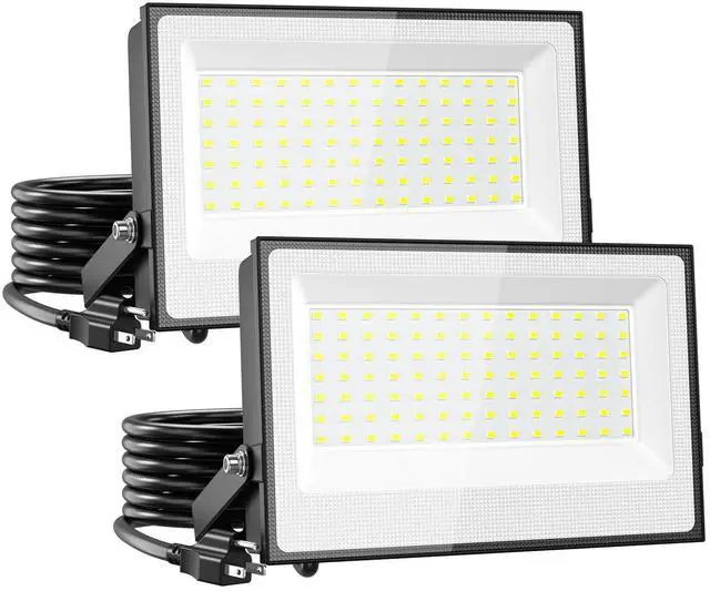 Main image of 120W Flood Lights Outdoor, 12000lm Bright LED Work Light with Plug, 6500K Daylight White LED Flood Lighting, IP66 Waterproof Security Yard Lights for Yard Garage Stadium 2 Pack