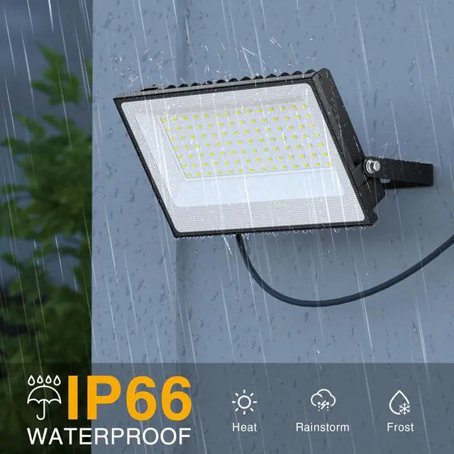 Alt view image 5 of 7 - 120W Flood Lights Outdoor, 12000lm Bright LED Work Light with Plug, 6500K Daylight White LED Flood Lighting, IP66 Waterproof Security Yard Lights for Yard Garage Stadium 2 Pack