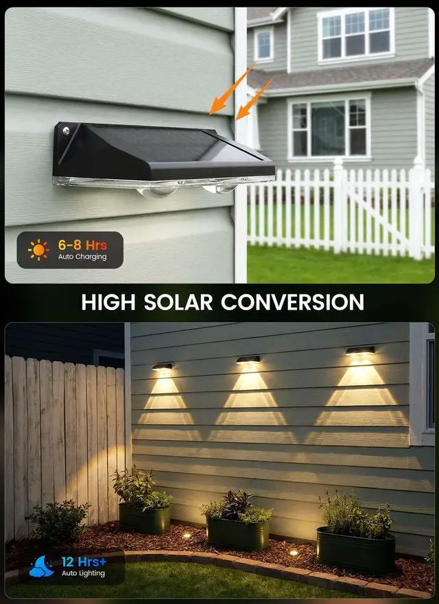 Alt view image 3 of 7 - 8 Pack Solar Fence Lights Outdoor, 3000/4000/6000K/RGB 12 Modes | Fence Lights Solar Powered, 11 Colors, IP65 Waterproof, for Outside Backyard, Deck, Step, Wall, Yard, Patio, Pool, Railing