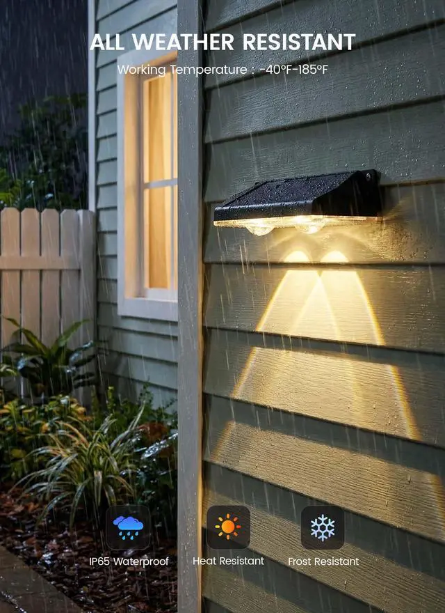 Alt view image 4 of 7 - 8 Pack Solar Fence Lights Outdoor, 3000/4000/6000K/RGB 12 Modes | Fence Lights Solar Powered, 11 Colors, IP65 Waterproof, for Outside Backyard, Deck, Step, Wall, Yard, Patio, Pool, Railing