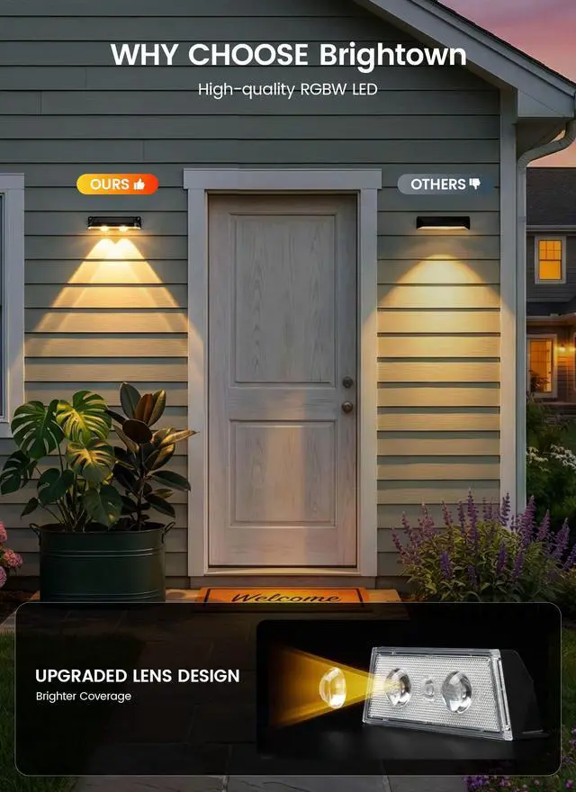 Alt view image 5 of 7 - 8 Pack Solar Fence Lights Outdoor, 3000/4000/6000K/RGB 12 Modes | Fence Lights Solar Powered, 11 Colors, IP65 Waterproof, for Outside Backyard, Deck, Step, Wall, Yard, Patio, Pool, Railing