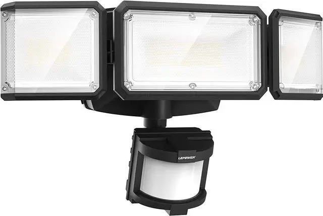 Main image of 1500LM Battery Powered Outdoor LED Flood Light with Motion Sensor | IP65 Waterproof, Wireless Battery Operated Security Lights, 3 Head Motion Detector Light for Garage,Yard,Porch,Driveway-Black