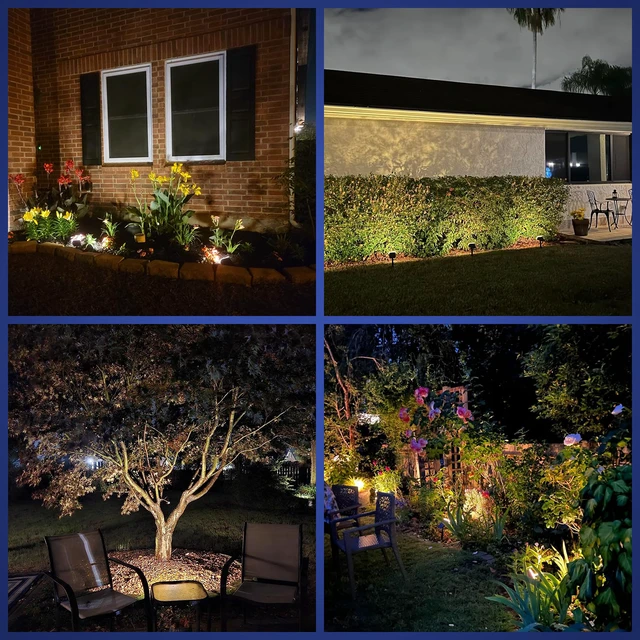 Alt view image 6 of 6 - Solar Lights Outdoor Waterproof - 4 Pack (Warm White) 56 LED 3 Lighting Modes IP68 Waterproof Solar Powered Garden Yard Spot Solar Lights for Outside Landscape