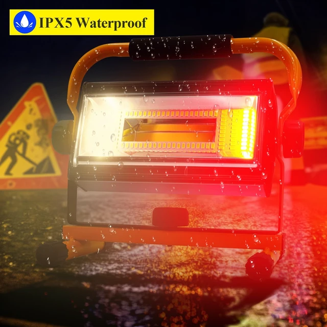 Alt view image 5 of 7 - 7000LM Rechargeable LED Work Light, 100W Portable Flood Light | 10800mAh 348H Runtime 6 Light Modes 360° Adjustable Stand For Job site, Garage, Workshop, Construction & Emergency