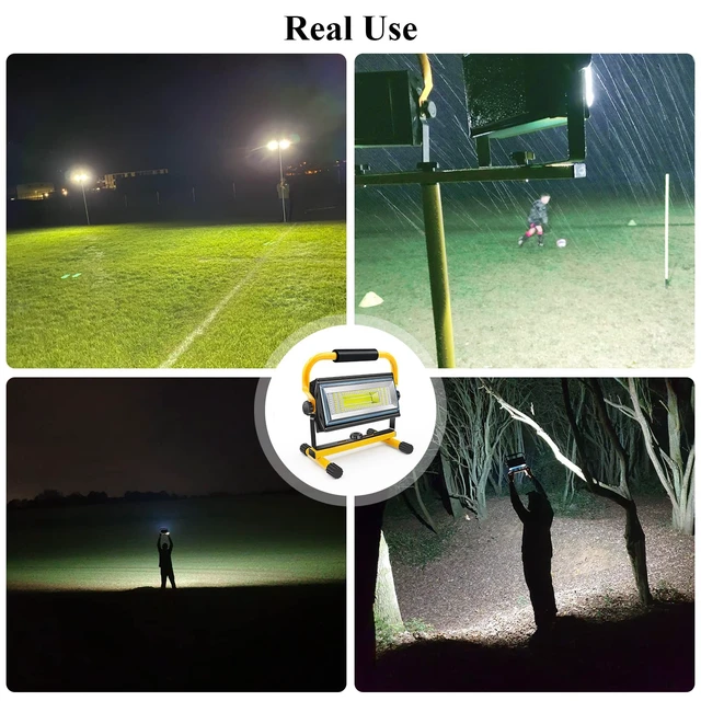 Alt view image 6 of 7 - 7000LM Rechargeable LED Work Light, 100W Portable Flood Light | 10800mAh 348H Runtime 6 Light Modes 360° Adjustable Stand For Job site, Garage, Workshop, Construction & Emergency