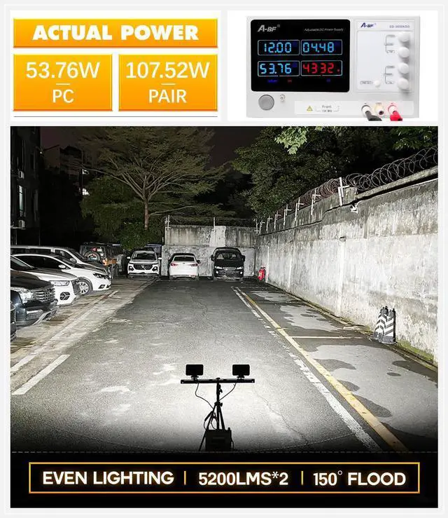 Alt view image 2 of 6 - 120W 6 Inch Trator Work Light, 10400Lms Excavator Flood Light Offroad Lighting fits Farm Tractor Engineer Truck, 12/24V