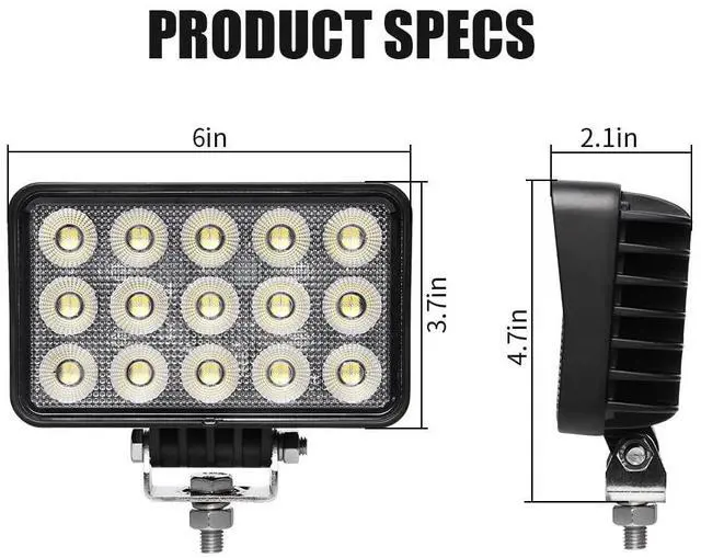 Alt view image 6 of 6 - 120W 6 Inch Trator Work Light, 10400Lms Excavator Flood Light Offroad Lighting fits Farm Tractor Engineer Truck, 12/24V