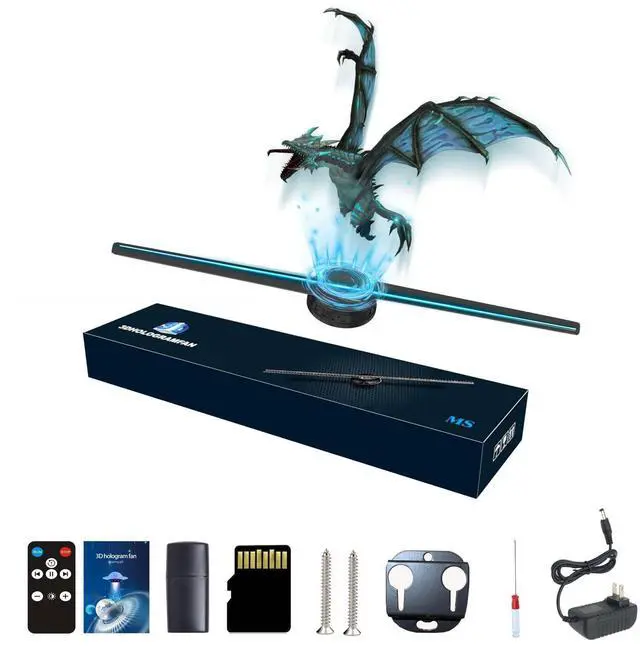 Main image of 3DHologramFan, 42CM 3DHologramfan Projector HD LED Holographic Christmas Tree Advertising Display with Remote and Bluetooth and WiFi,1500 Video Library and for Business,Bar,Halloween Missyou 16.5 Inch