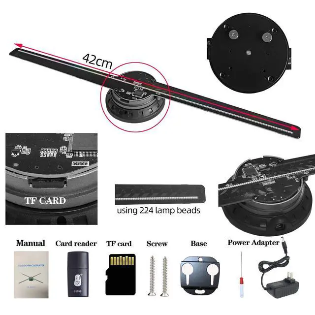 Alt view image 3 of 7 - 3DHologramFan, 42CM 3DHologramfan Projector HD LED Holographic Christmas Tree Advertising Display with Remote and Bluetooth and WiFi,1500 Video Library and for Business,Bar,Halloween Missyou 16.5 Inch