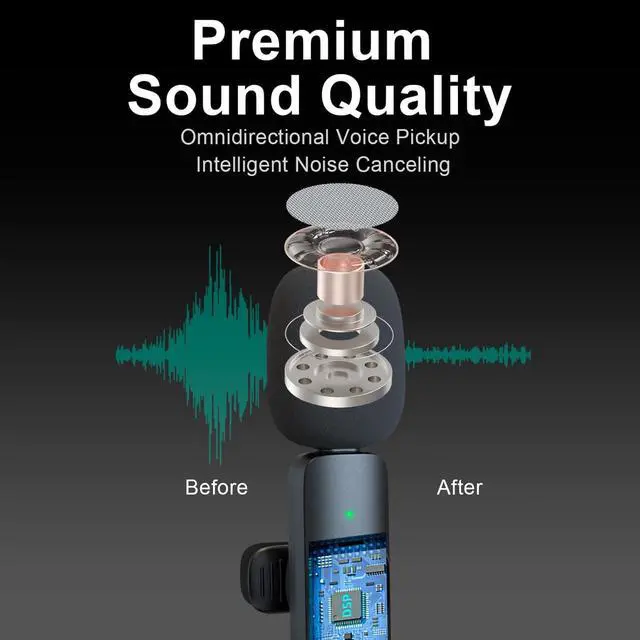 Alt view image 4 of 7 - Professional Wireless Lavalier Microphone for iPhone, iPad, Android Phone, Mini Microphone, Wireless Lapel Mic for Video Recording, Interview Podcast Vlog YouTube Tiktok for Content Creators