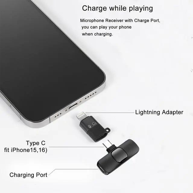 Alt view image 5 of 7 - Professional Wireless Lavalier Microphone for iPhone, iPad, Android Phone, Mini Microphone, Wireless Lapel Mic for Video Recording, Interview Podcast Vlog YouTube Tiktok for Content Creators