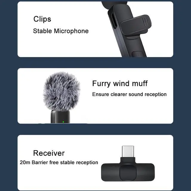 Alt view image 6 of 7 - Professional Wireless Lavalier Microphone for iPhone, iPad, Android Phone, Mini Microphone, Wireless Lapel Mic for Video Recording, Interview Podcast Vlog YouTube Tiktok for Content Creators