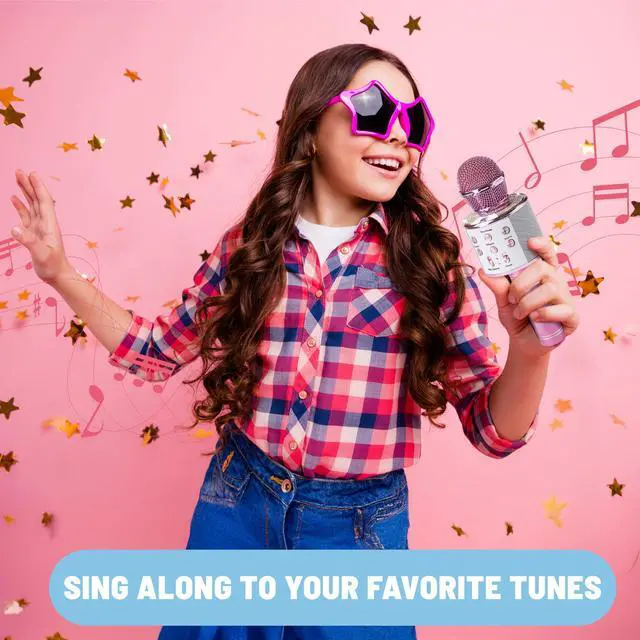 Alt view image 2 of 7 - Bluetooth Karaoke Microphone for Kids, Wireless Mic with Voice Effects, Echo, USB-C Charging, Volume Controls & TF Card Slot, Portable & Durable Toy for Singing, Parties & Gifts, Ages 6+