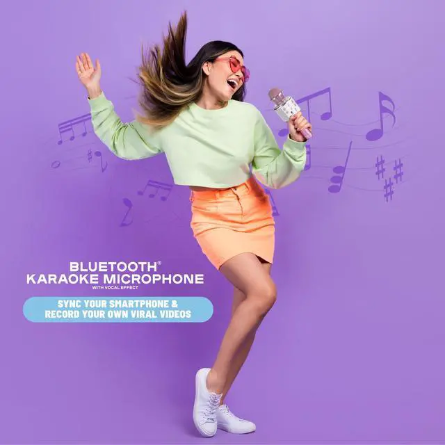 Alt view image 3 of 7 - Bluetooth Karaoke Microphone for Kids, Wireless Mic with Voice Effects, Echo, USB-C Charging, Volume Controls & TF Card Slot, Portable & Durable Toy for Singing, Parties & Gifts, Ages 6+