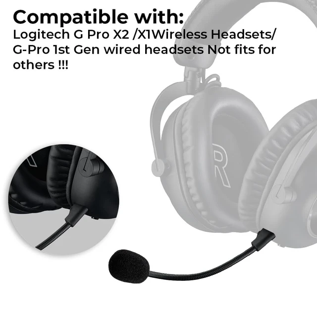 Alt view image 3 of 6 - Replacement Game Mic Compatible with Logitech G PRO X2, G PRO X Wireless and G Pro Wired Gaming Headsets, Detachable Noise Cancelling Crystal-Clear Game Microphone with 2Pcs Foam Cover