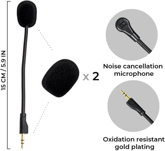 Alt view image 2 of 6 - Replacement Game Mic Compatible with Logitech G PRO X2, G PRO X Wireless and G Pro Wired Gaming Headsets, Detachable Noise Cancelling Crystal-Clear Game Microphone with 2Pcs Foam Cover