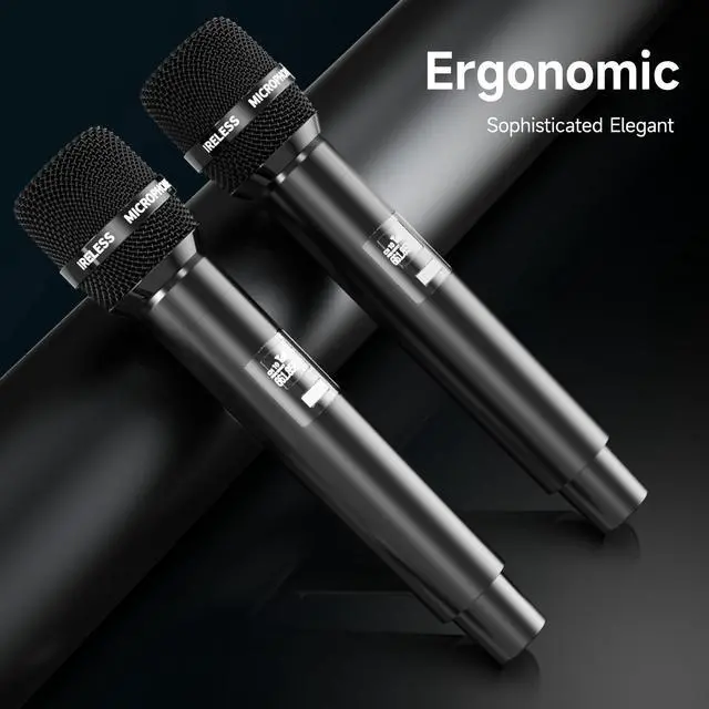 Alt view image 2 of 7 - Wireless Microphones, Wireless Microphone with One-to-One Chip Connection, Less latency, 200FT Range, 40H Rechargeable Battery,Plug and Play, Ergonomic Design, Microphone for Singing, Speaker, Party