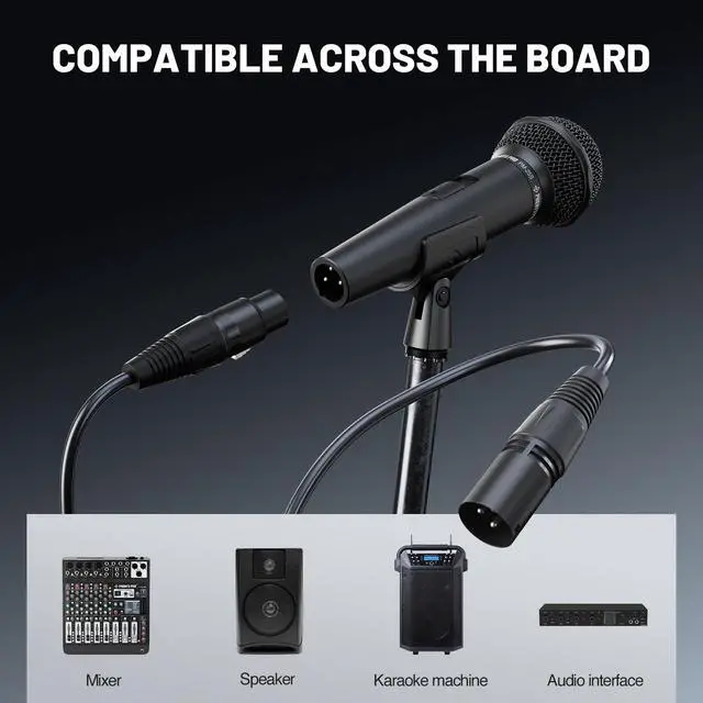 Alt view image 7 of 7 - Dynamic Vocal Microphone, Cardioid Microphone with ON/Off Switch, 16.4 ft XLR Cable, Mic Clip, Storage Bag, Wired Handheld Mic for Singing, Stage, Studio, Karaoke (PM-25S)