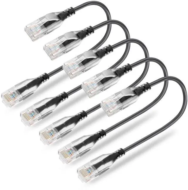 Main image of Patch Cables Cat6a 1ft (10 Pack) Slim, Cat6a Patch Cable 10G Pure Bare Copper Snagless RJ45 Network Patch Cables,for Home and Enterprise Network -Black
