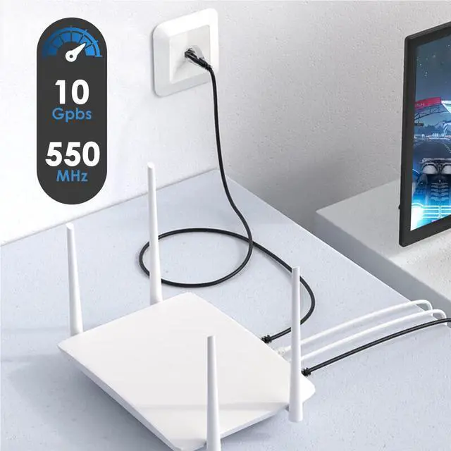 Alt view image 2 of 6 - Patch Cables Cat6a 1ft (10 Pack) Slim, Cat6a Patch Cable 10G Pure Bare Copper Snagless RJ45 Network Patch Cables,for Home and Enterprise Network -Black