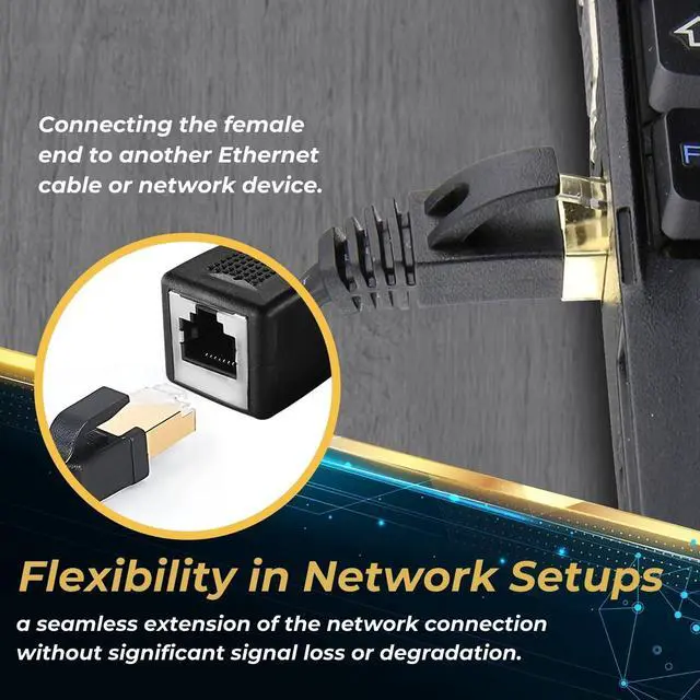 Alt view image 4 of 7 - Ethernet Cable Extension Extender (10FT) - Cat7 Cat6 Cat5e Cat5 LAN RJ45 Female to Male Network Wiring Connector Plug Patch Wire - Ethernet Cord Extender for Router Modem Smart TV Computer Laptop