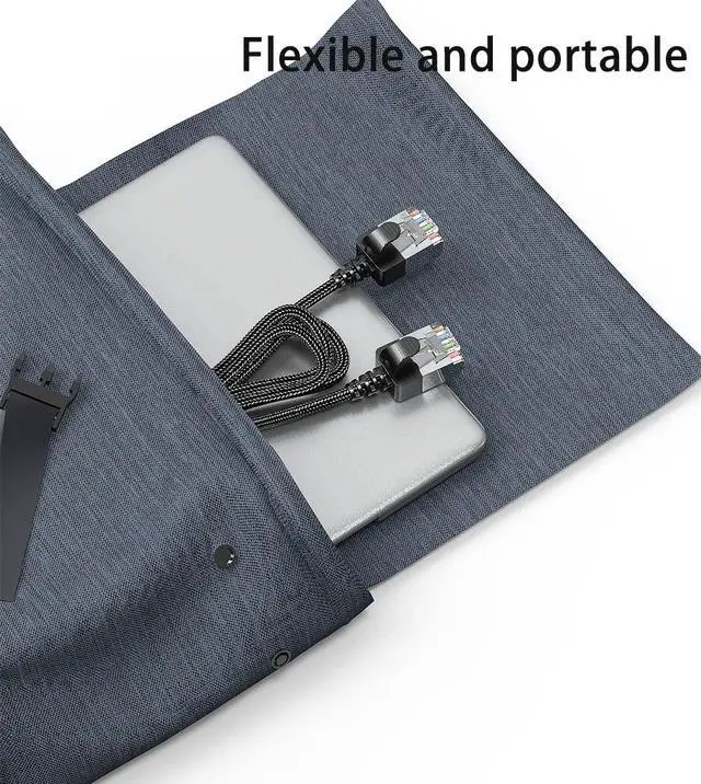 Alt view image 3 of 4 - Slim Cat 6 Ethernet Cable 20FT,RJ45 Cat6A Outdoor&Indoor Ethernet Patch Cable,Nylon Braided High Speed Cat 6a LAN Network Cable for Modem/Router/Gaming/PC,Black