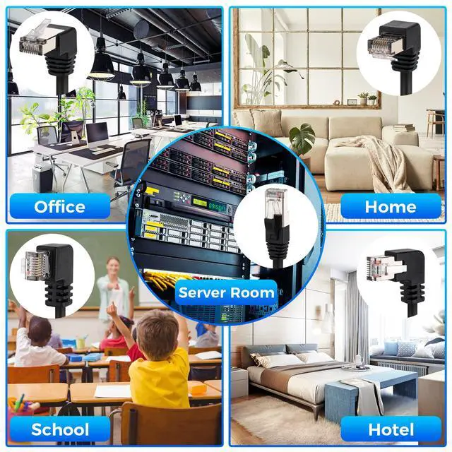 Alt view image 5 of 6 - Cat 6 Ethernet Extension Cable 5 PackMultiple AnglesUP/Down/Left/Right/Straight, Cat6 RJ45 Network LAN Patch Cord Adapter, FTP Shielded Male to Female Connector, Supports CAT5E/CAT5-0.6 Feet