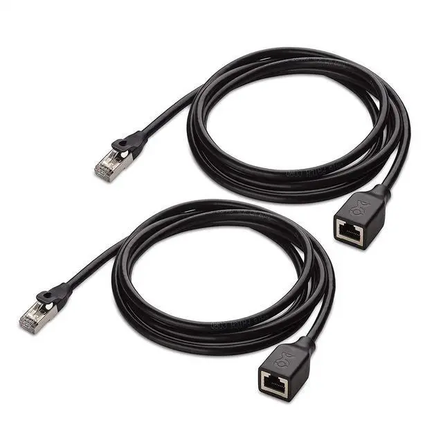 Main image of 10Gbps 2-Pack Shielded Cat 6 Ethernet Extension Cable - 6ft (Shielded Ethernet Extender, Cat6 Extension Cable)