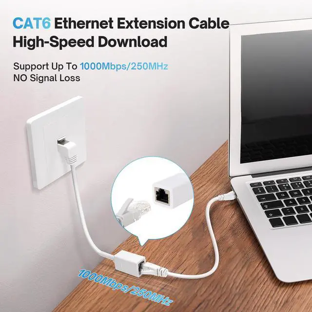 Alt view image 3 of 5 - 90 Degree Cat 6 Ethernet Extension Cable 4 PackRight Angles (UP & Down) Short Cat6 Male to RJ45 Female Network LAN Patch Cord FTP Shielded Extender Adapter Connector, Supports CAT5E/CAT5-1 Feet White