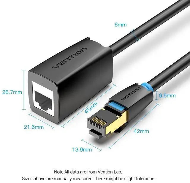 Alt view image 7 of 7 - Cat 8 Ethernet Extension Cable 6.6FT 40Gbps LAN Cable Extender Cat8 FTP Ethernet Patch Internet Cable Shielded RJ45 Male to Female Connector for Computer PC Laptop Smart TV